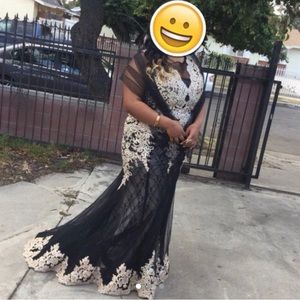 Black and Gold Prom Dress